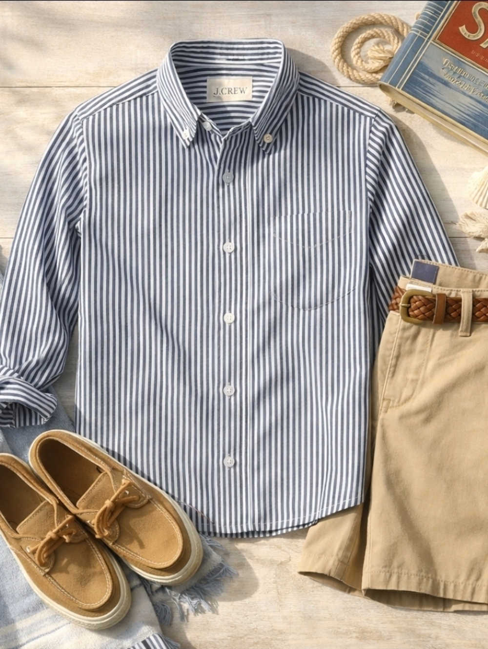 J.Crew Boys Secret Wash Navy Micro-Stripe Button-Down Shirt NWT Size 10
